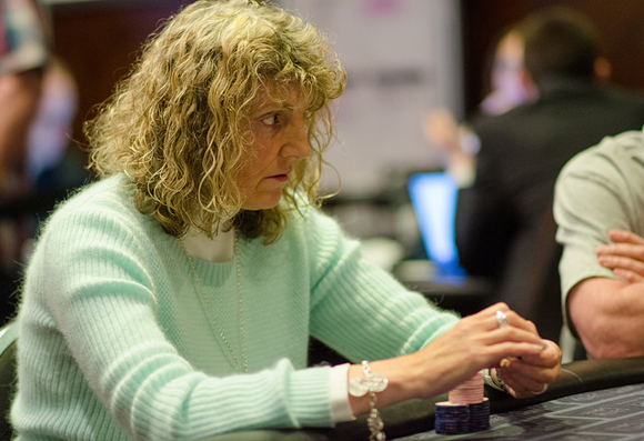 Hazel Birchnall in action at the 2014 WPT National Newcastle Main Event