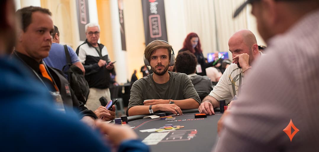 Yuri Dzivelevski was one of the Day 1B chip leaders in the WPT Online Series Main Event Day 1B field.